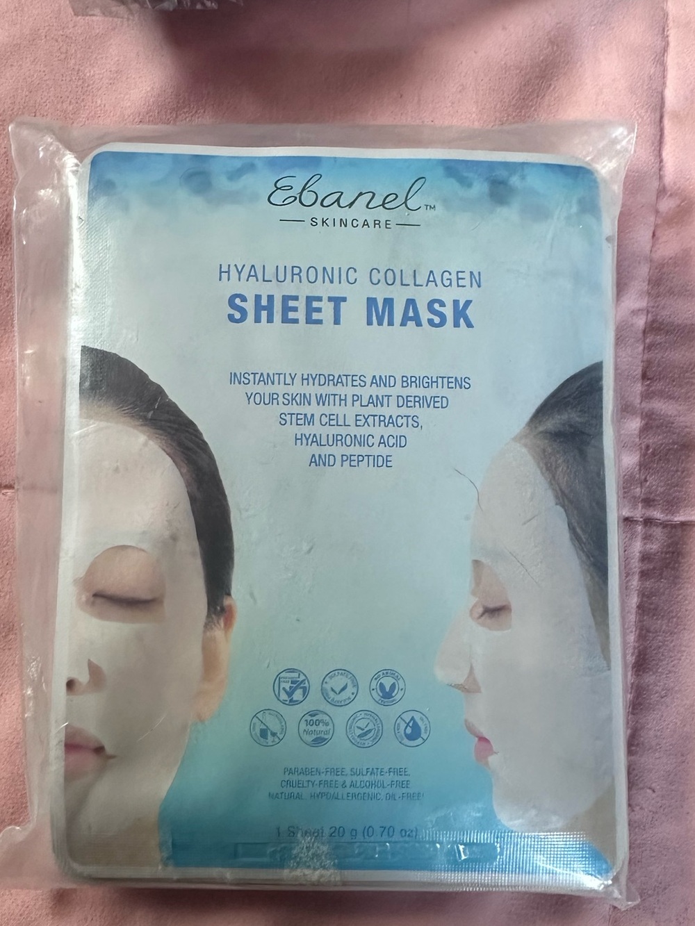 Ebanel Hyaluronic Collagen Sheet Mask - Hydrating Face Mask (Blue) pack of 10